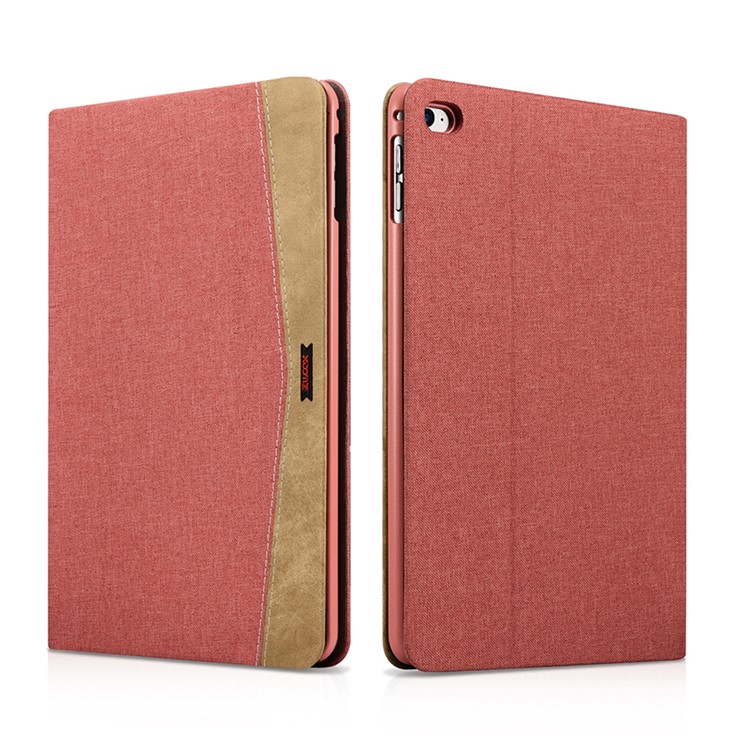 XOOMZ Cloth Texture PU Leather Protective Stand Shell for iPad Mini 4 - Red-1