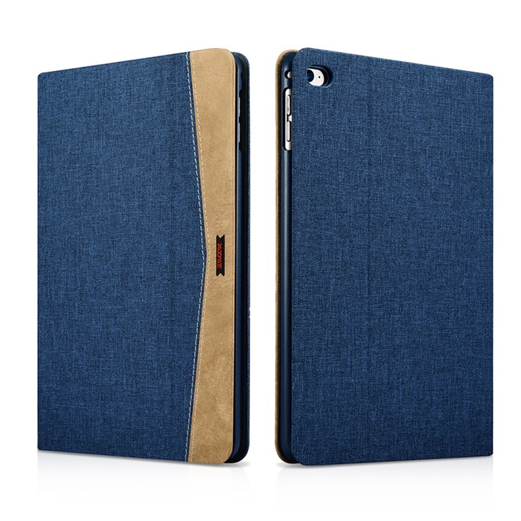 XOOMZ Cloth Texture PU capa de proteção de couro com suporte para iPad Mini 4 - azul-1