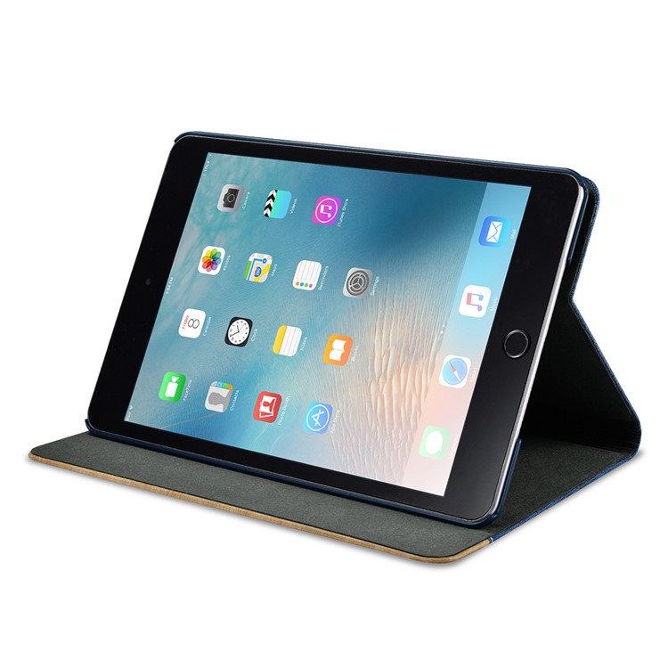 XOOMZ Cloth Texture PU capa de proteção de couro com suporte para iPad Mini 4 - azul-4