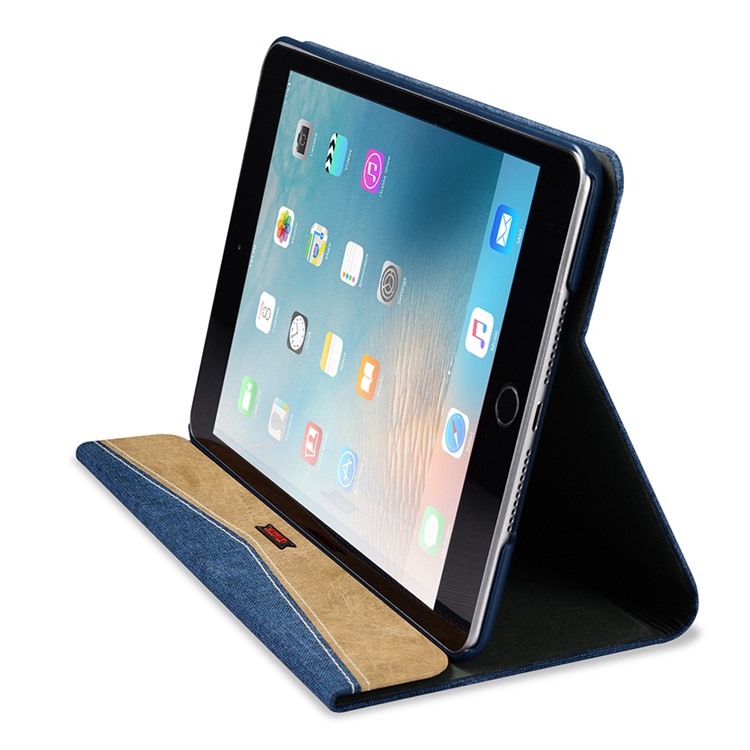 XOOMZ Cloth Texture PU capa de proteção de couro com suporte para iPad Mini 4 - azul-5