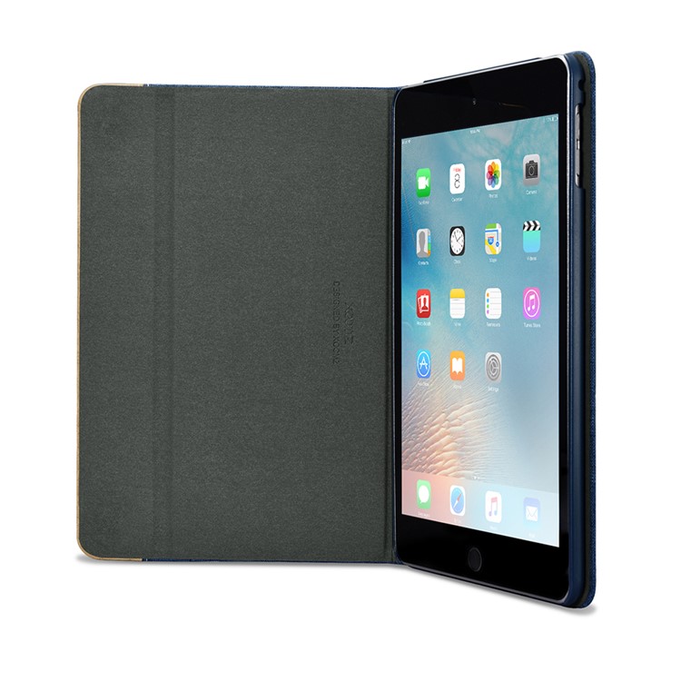 XOOMZ Cloth Texture PU capa de proteção de couro com suporte para iPad Mini 4 - azul-7