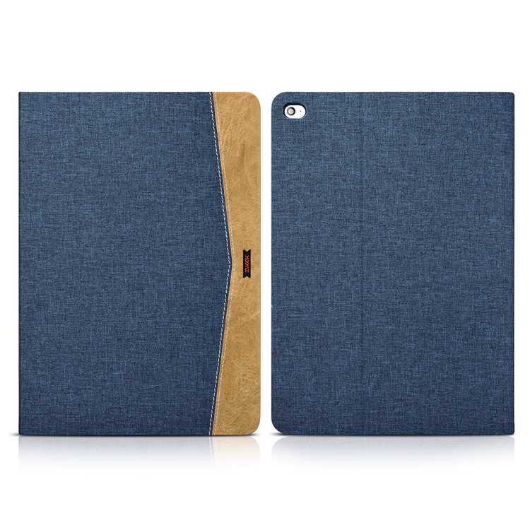 XOOMZ Cloth Texture PU Leather Case Cover with Stand for iPad Air 2 - Blue-2
