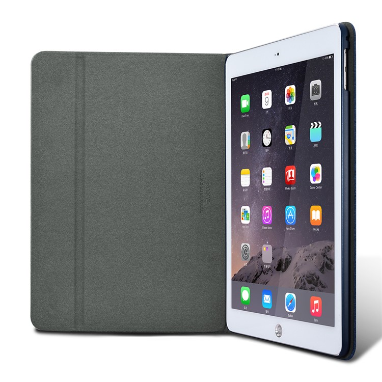 XOOMZ Cloth Texture PU Leather Case Cover with Stand for iPad Air 2 - Blue-7