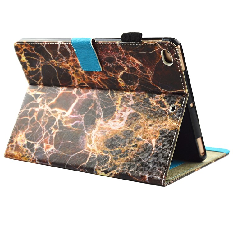 Marble Pattern Auto Wake Sleep Leather Card Holder Stand Case for iPad 9.7-inch (2017) - Brown-5