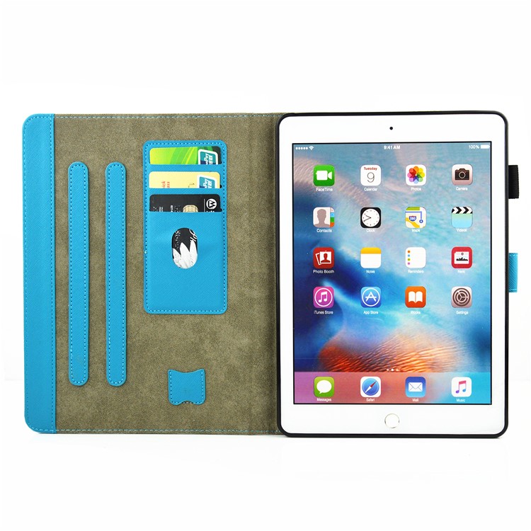 Marble Pattern Auto Wake Sleep Leather Card Holder Stand Case for iPad 9.7-inch (2017) - Brown-7