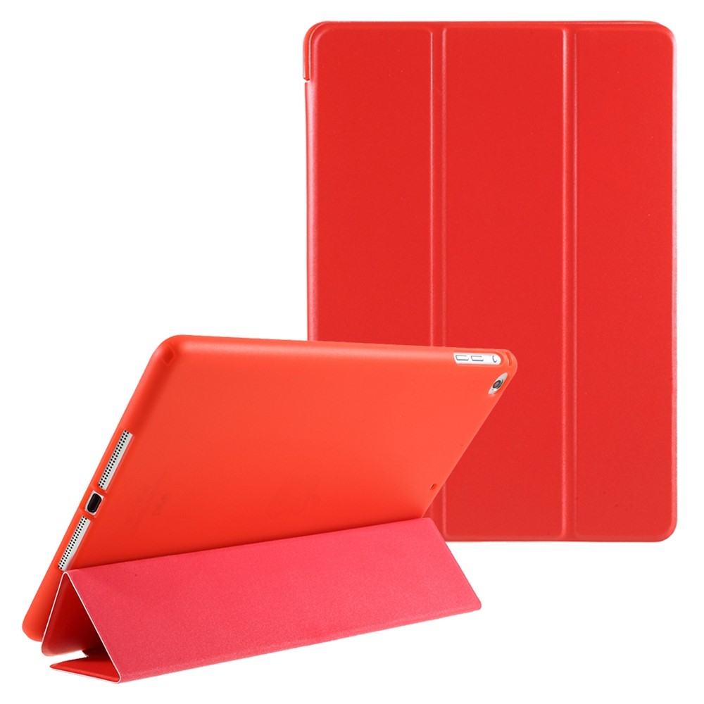 For iPad 9.7-inch (2017) Tri-fold Stand Leather Tablet Cover - Red-1
