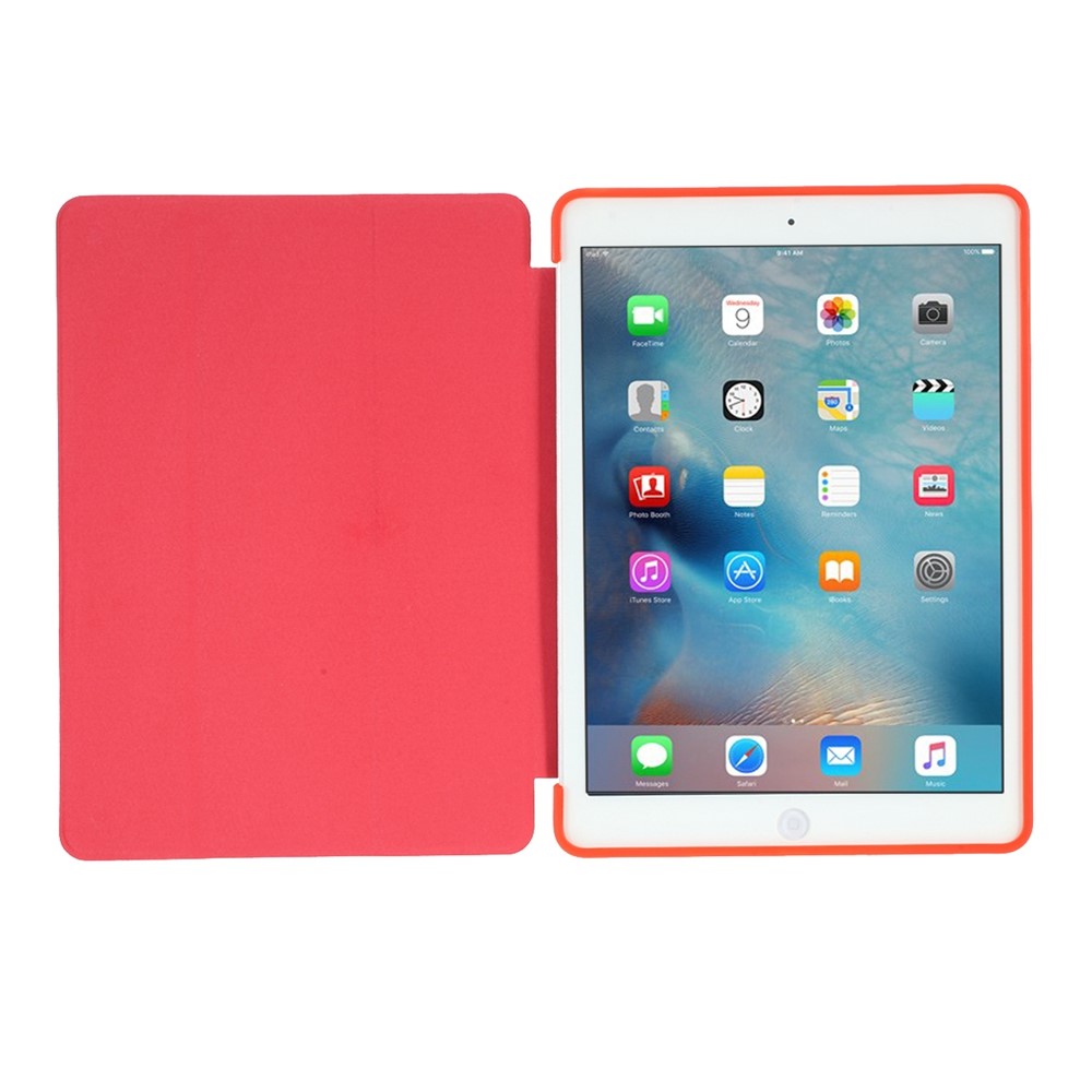For iPad 9.7-inch (2017) Tri-fold Stand Leather Tablet Cover - Red-9