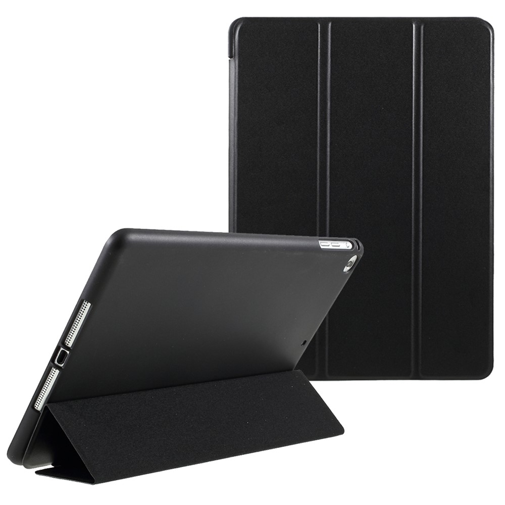 Pour iPad 9.7-pouce(2017) tri-Fold Stand Leather Tablet Shell - Noir-1