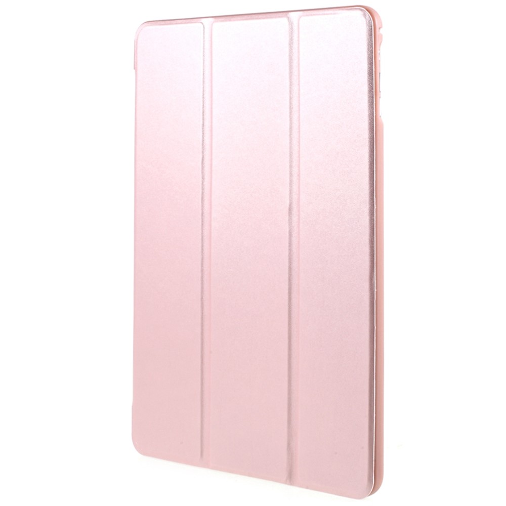 Scratch-Resistant PU Leather + Soft Silicone Back Shell Tri-fold Stand Cover for iPad 9.7-inch (2018)/(2017) - Rose Gold-2