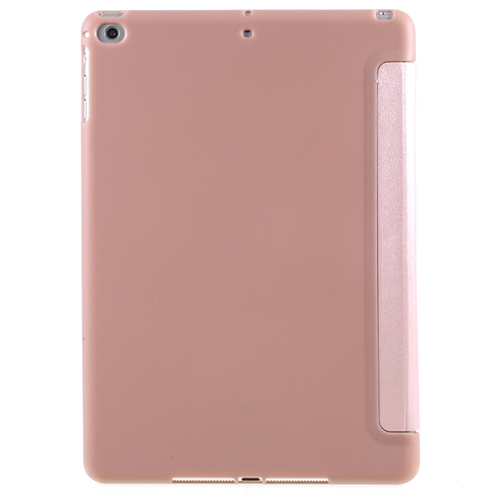 Scratch-Resistant PU Leather + Soft Silicone Back Shell Tri-fold Stand Cover for iPad 9.7-inch (2018)/(2017) - Rose Gold-3