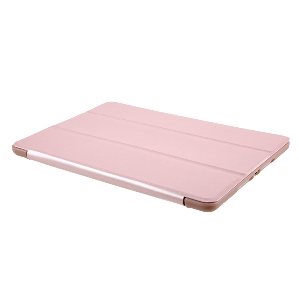 Scratch-Resistant PU Leather + Soft Silicone Back Shell Tri-fold Stand Cover for iPad 9.7-inch (2018)/(2017) - Rose Gold-5