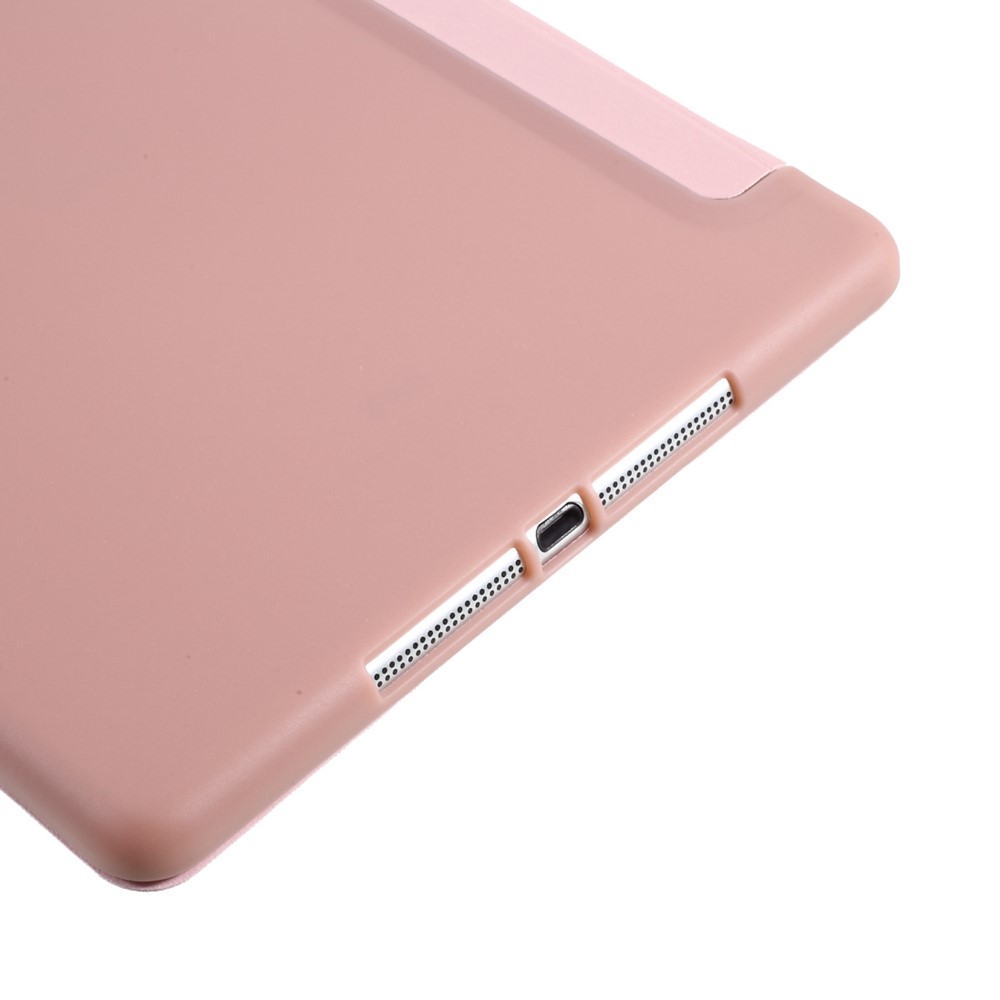 Scratch-Resistant PU Leather + Soft Silicone Back Shell Tri-fold Stand Cover for iPad 9.7-inch (2018)/(2017) - Rose Gold-8