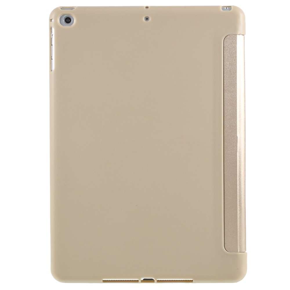 For iPad 9.7 (2018) / 9.7 (2017) Tri-fold Stand Leather Cover case Accessory - Gold-3
