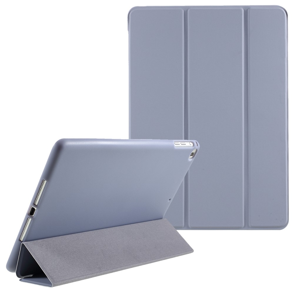 Scratch-Resistant PU Leather + Soft Silicone Back Shell Tri-fold Stand Cover for iPad 9.7-inch (2018)/(2017) - Grey
