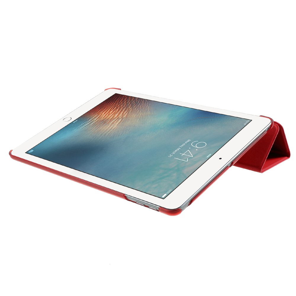 Para IPad 9.7 (2018) / 9.7 (2017) Tri-Fold Stand PU Cuero + PC Case Accesorio - Rojo