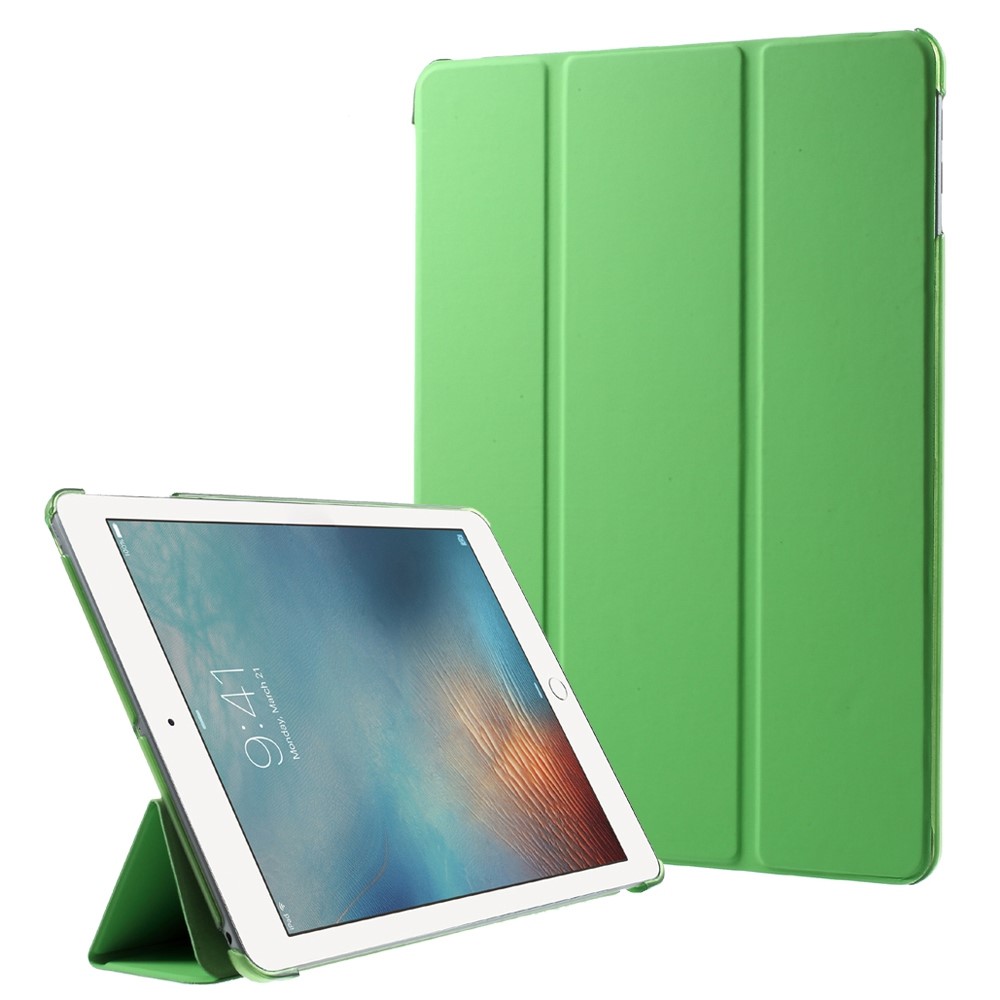 For iPad 9.7 (2018) / 9.7 (2017) Tri-fold Stand PU Leather + PC Case Accessory - Green-1