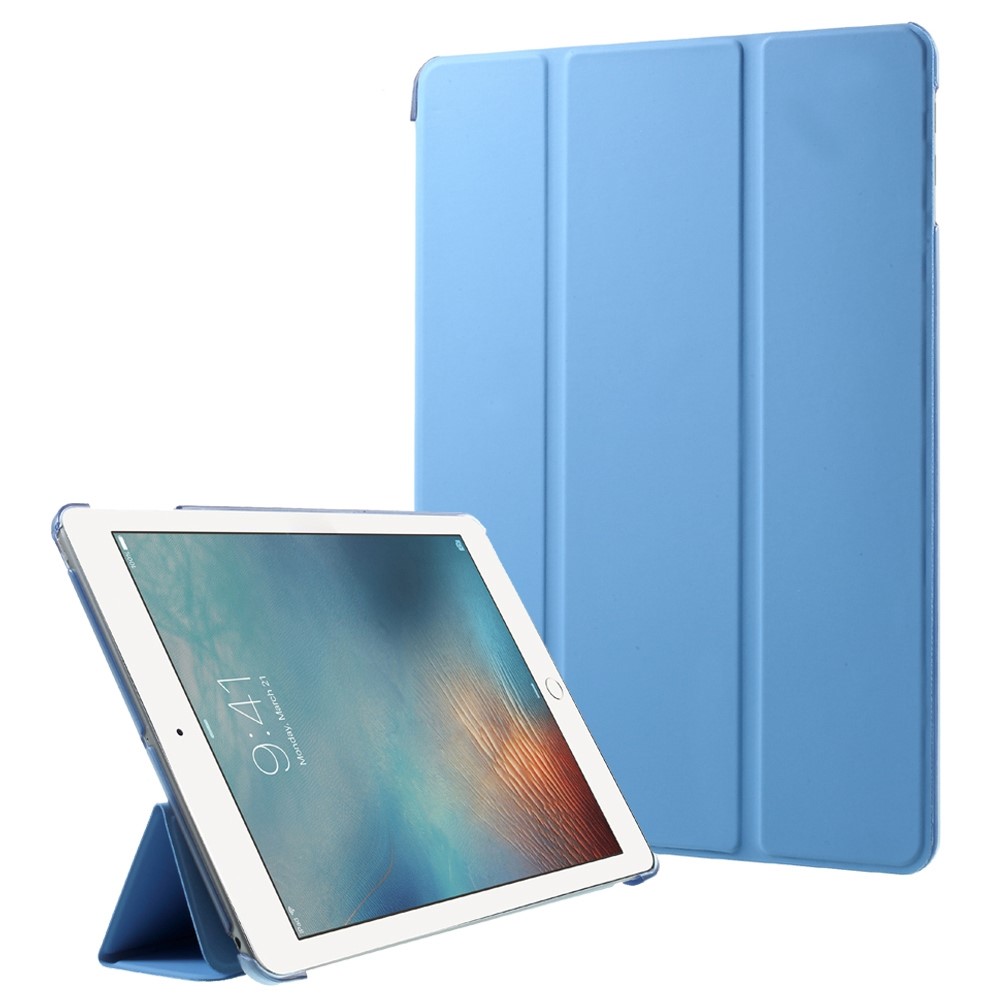 Tri-fold Stand PU Leather + PC Cover Case for iPad 9.7 (2018) / 9.7 (2017) - Blue-1