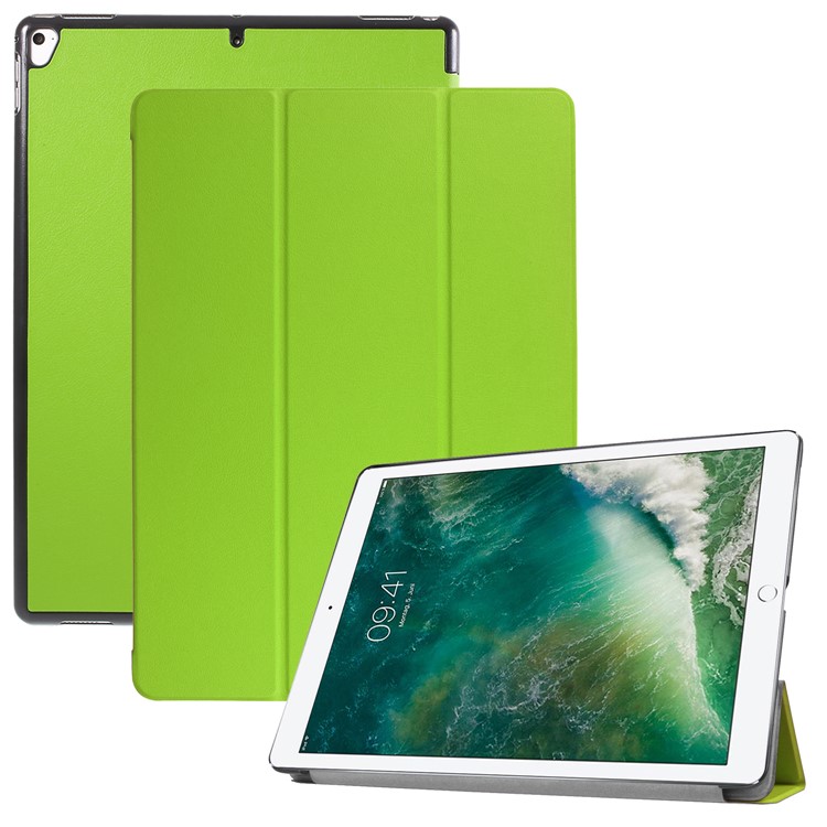 Tri-fold Smart PU Leather Table Cover Case for iPad Pro 12.9 (2017) - Green
