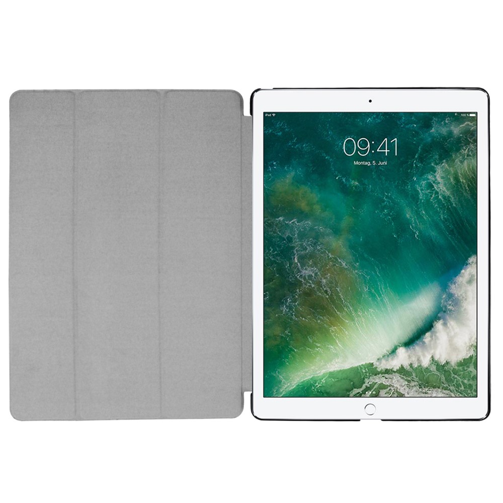 Leichtes Anti-kratzer-pu-leder Ultra Thin Tri-fold Stand Auto Sleep/Wake Smart Cover Für Ipad Pro 12.9 (2017) - Dunkelblau