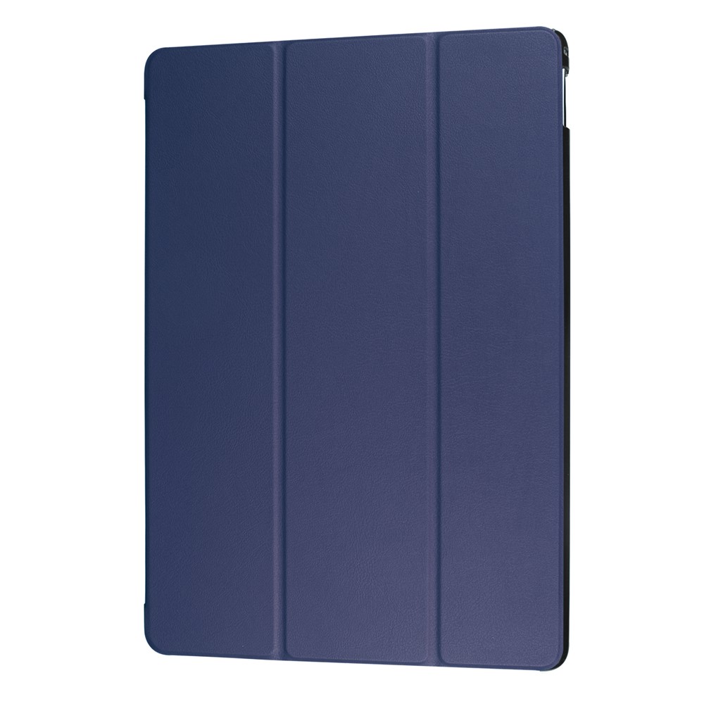 Ligero Anti-scratch PU Leather Ultra Delgada Tri-fold Stand Auto Sleep/Wake Smart Cover Para Ipad Pro 12.9 (2017) - Azul Oscuro