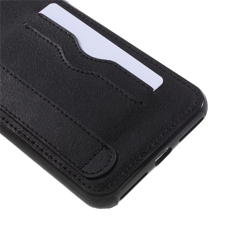 For iPhone 7 Plus 5.5 inch Card Holder PU Leather Coated Soft TPU Case with Handle Strap - Black-5
