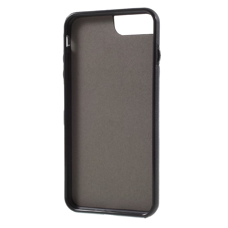For iPhone 7 Plus 5.5 inch Card Holder PU Leather Coated Soft TPU Case with Handle Strap - Black-7