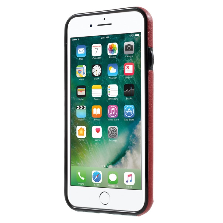 Card Holder PU Leather Coated Soft TPU Case with Handle Strap for iPhone 7 4.7 inch - Red-2
