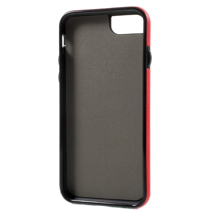 Card Holder PU Leather Coated Soft TPU Case with Handle Strap for iPhone 7 4.7 inch - Red-7
