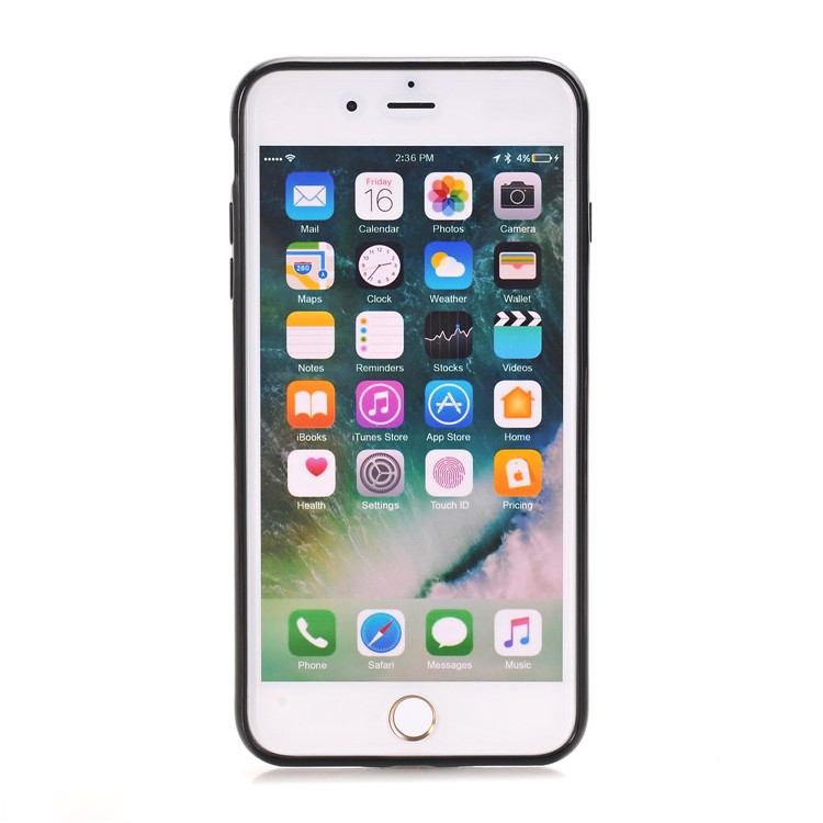 360 Degree Rotary Finger Ring Kickstand Soft TPU Back Case for iPhone7 Plus - Black-3