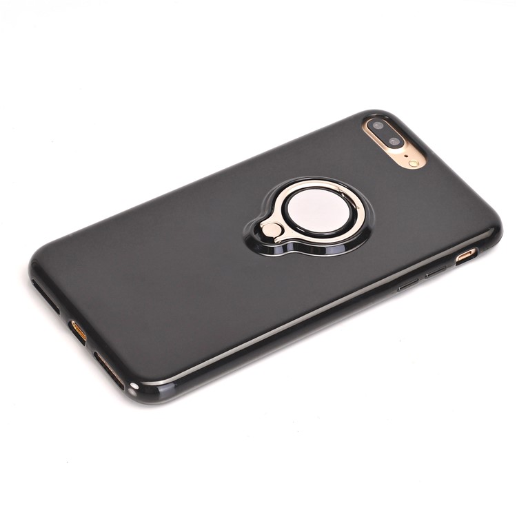 360 Degree Rotary Finger Ring Kickstand Soft TPU Back Case for iPhone7 Plus - Black-5