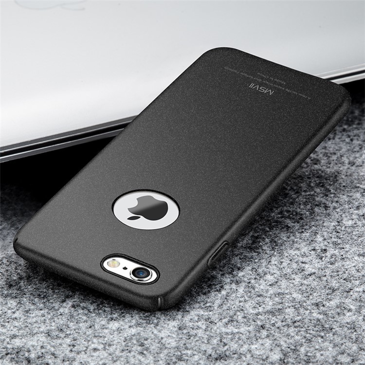 MSVII Ultra-thin Matte Anti-shock Plastic Phone Case with Finger Ring Holder for iPhone 6 / 6s - Black-3