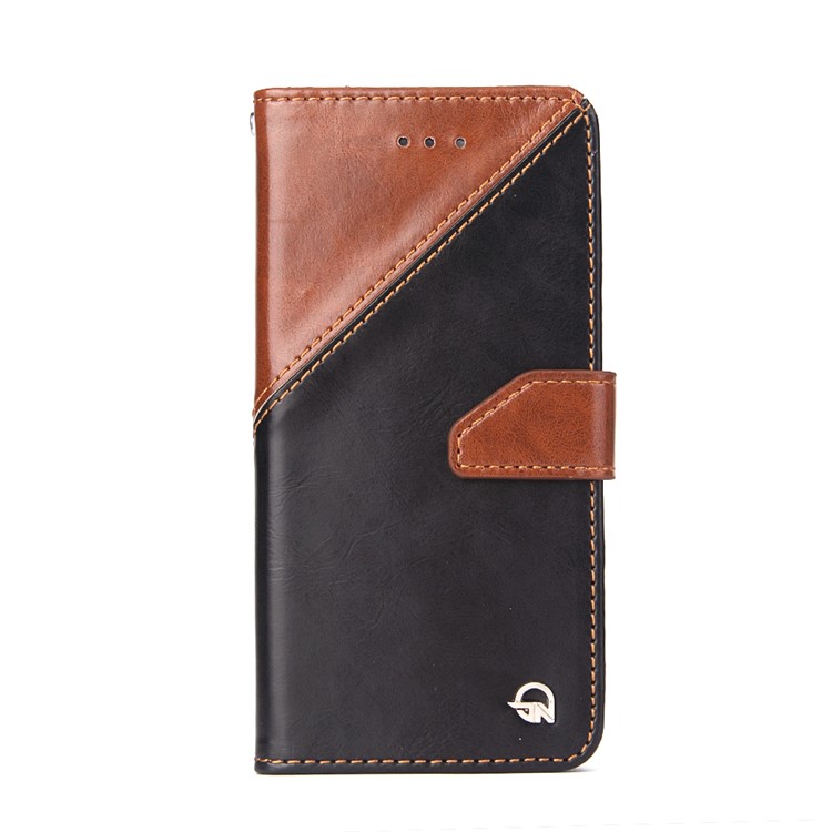 MOLAN CANO Splicing Contrast Color Leather Wallet Stand Phone Case for iPhone 6s 6 4.7 inch - Brown-1