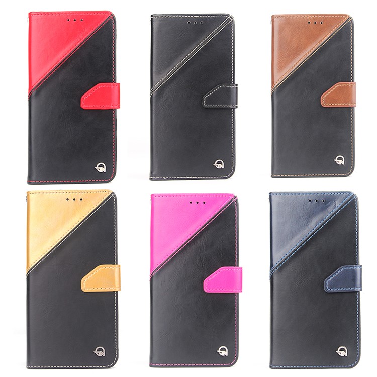 MOLAN CANO Splicing Contrast Color Leather Wallet Stand Phone Case for iPhone 6s 6 4.7 inch - Brown-6