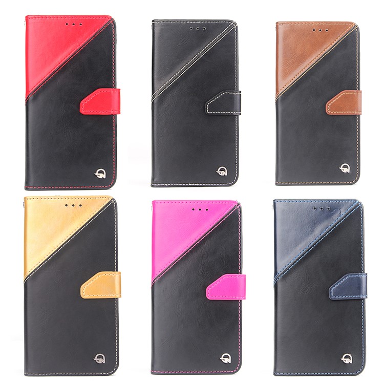 MOLAN CANO Wallet Stand Leather Splicing Two-tone Phone Cover for iPhone 6s Plus / 6 Plus - Brown-6