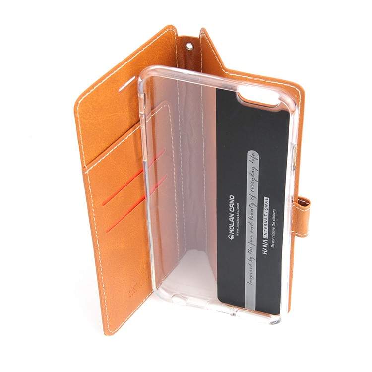 MOLAN CANO Wallet Stand Leather Flip Phone Case for iPhone 6s 6 4.7 - Brown-2