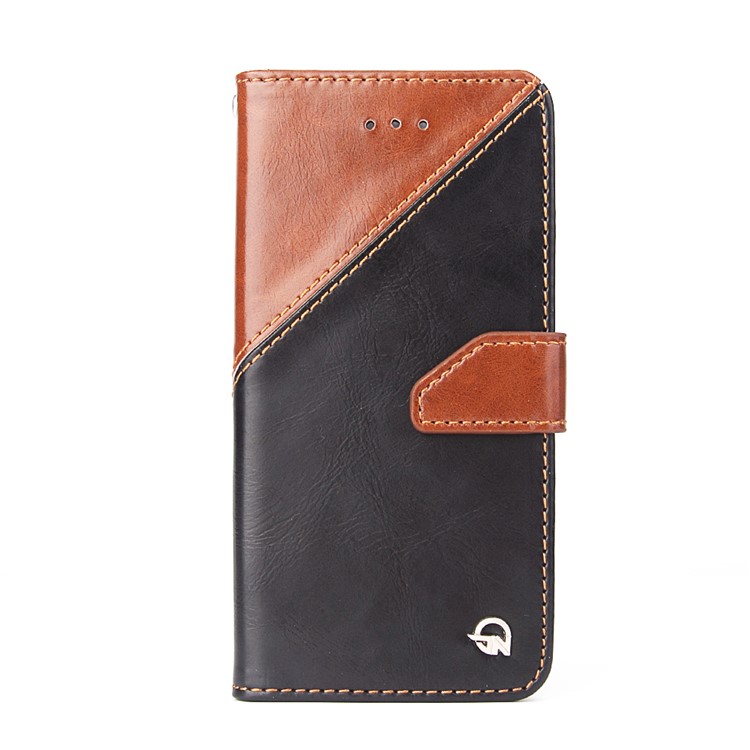 MOLAN CANO Splicing Contrast Color Leather Wallet Stand Phone Case for iPhone 7 4.7 inch - Brown-1
