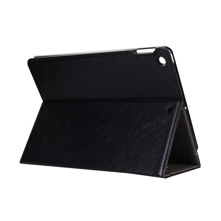 Leather Stand Case with Elastic Hand Strap for iPad 9.7-inch (2017) - Black-7