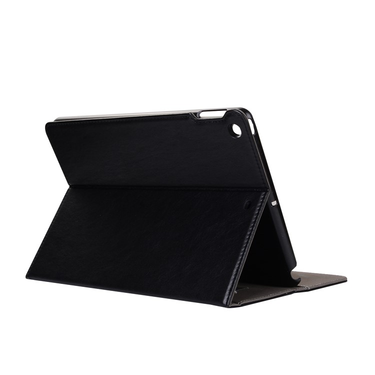 Leather Stand Case with Elastic Hand Strap for iPad 9.7-inch (2017) - Black-8