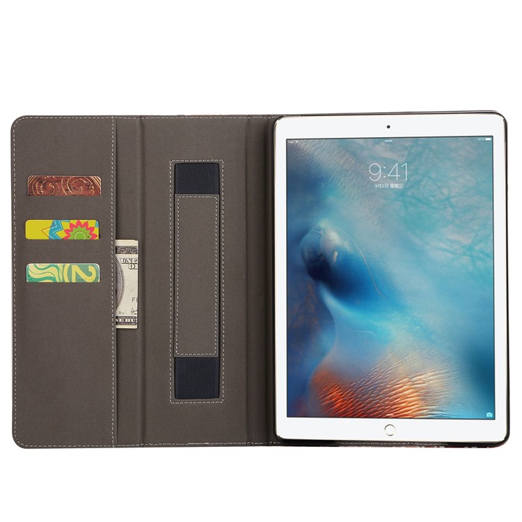 Printing Leather Stand Case with Elastic Hand Strap for iPad 9.7-inch (2017) - Triangle Pattern-10