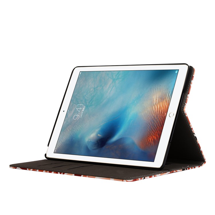 Printing Leather Stand Case with Elastic Hand Strap for iPad 9.7-inch (2017) - Triangle Pattern-5