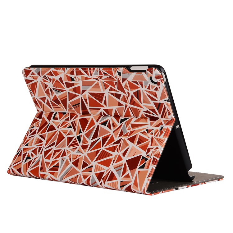 Printing Leather Stand Case with Elastic Hand Strap for iPad 9.7-inch (2017) - Triangle Pattern-7