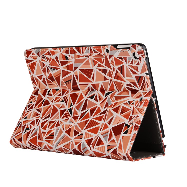 Printing Leather Stand Case with Elastic Hand Strap for iPad 9.7-inch (2017) - Triangle Pattern-8