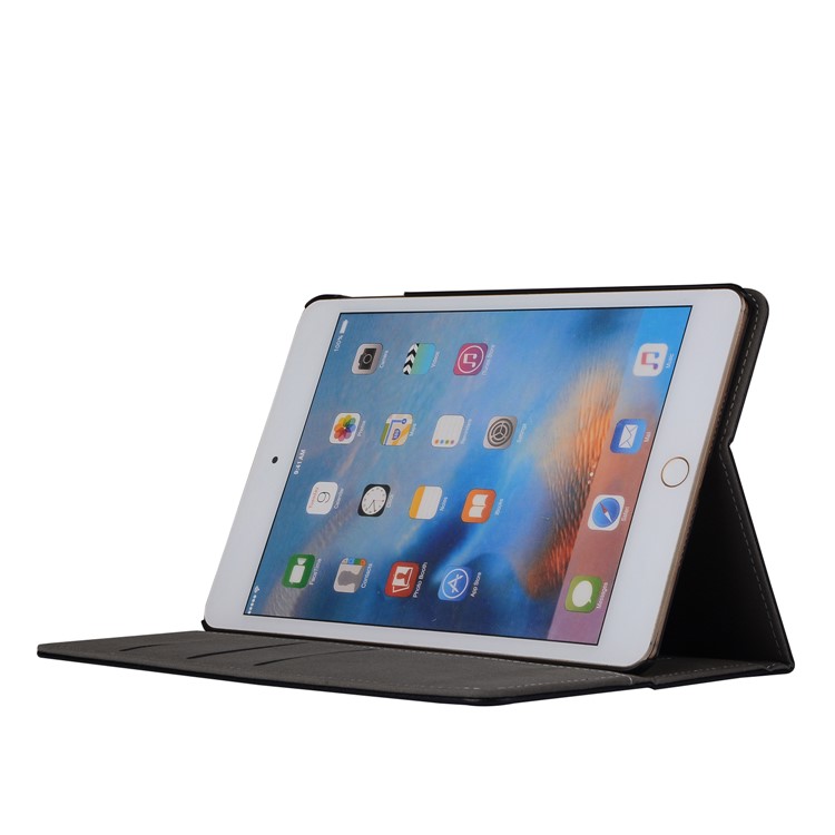 PU Leather Wallet Stand Cover Case for iPad mini 5 - Black-5