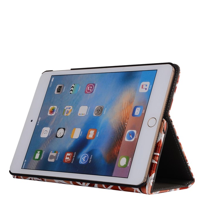 Printing Leather Stand Case with Elastic Hand Strap for iPad mini 5 - Triangle Pattern-7