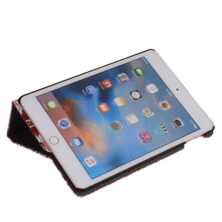 Printing Leather Stand Case with Elastic Hand Strap for iPad mini 5 - Triangle Pattern-9