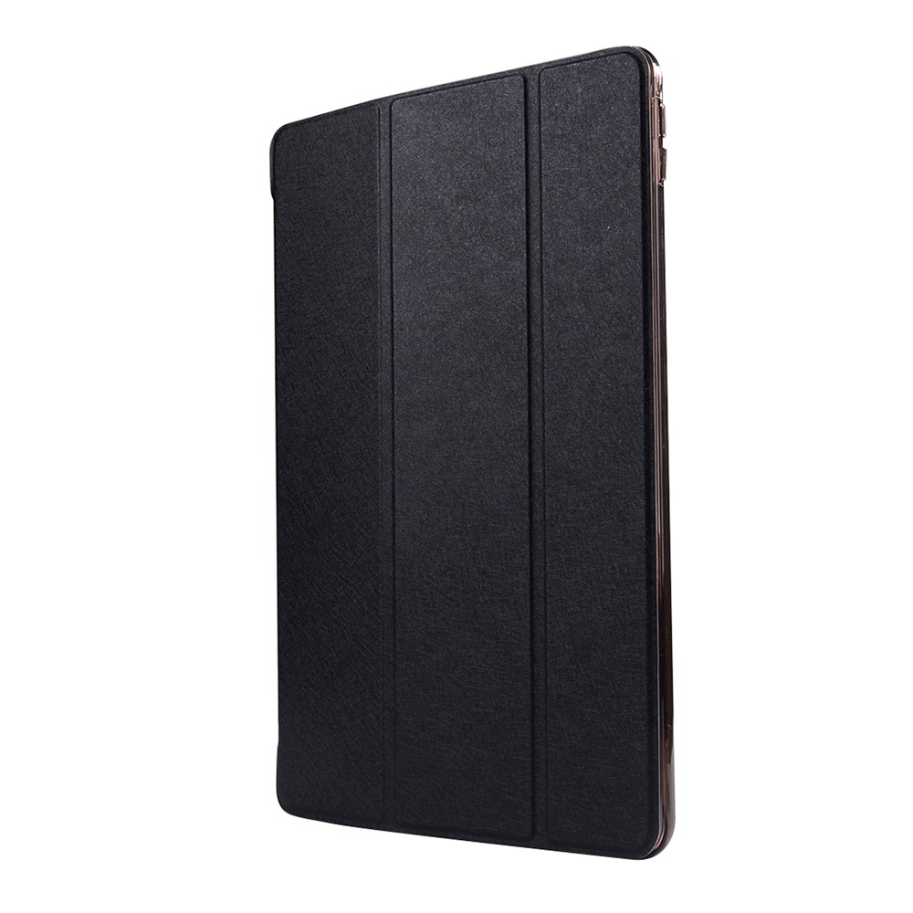 For iPad Pro 10.5 inch Tri-Fold Stand Smart Leather Case Silk Texture - Black-2