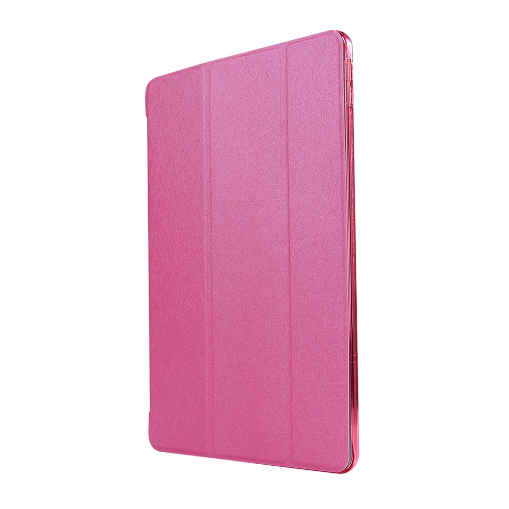 For iPad Air 10.5 (2019) / Pro 10.5 (2017) Tri-Fold Stand Smart Leather Casing Silk Texture - Rose-2