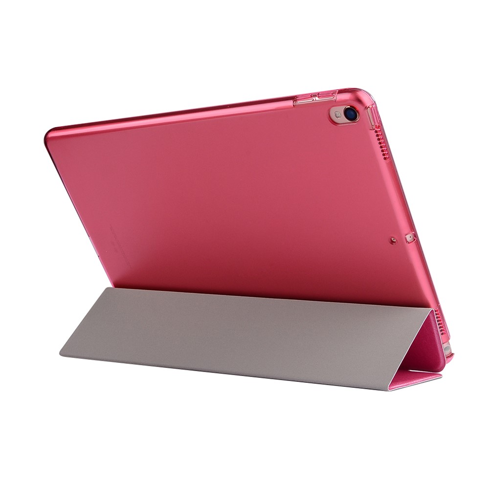 For iPad Air 10.5 (2019) / Pro 10.5 (2017) Tri-Fold Stand Smart Leather Casing Silk Texture - Rose-3