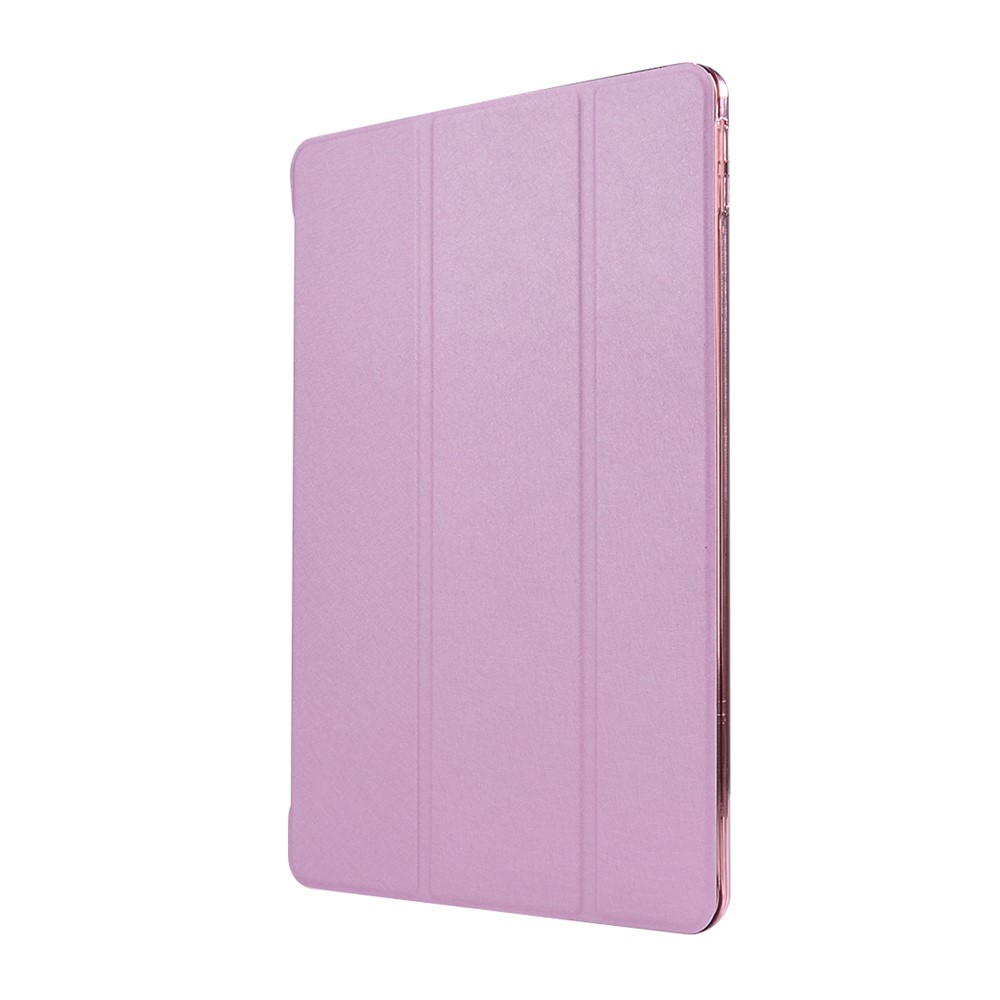 Para IPad Air 10.5 (2019) / Pro 10.5 (2017) Tri-fold Stand Textura De Couro De Seda De Couro Inteligente - Cor De Rosa