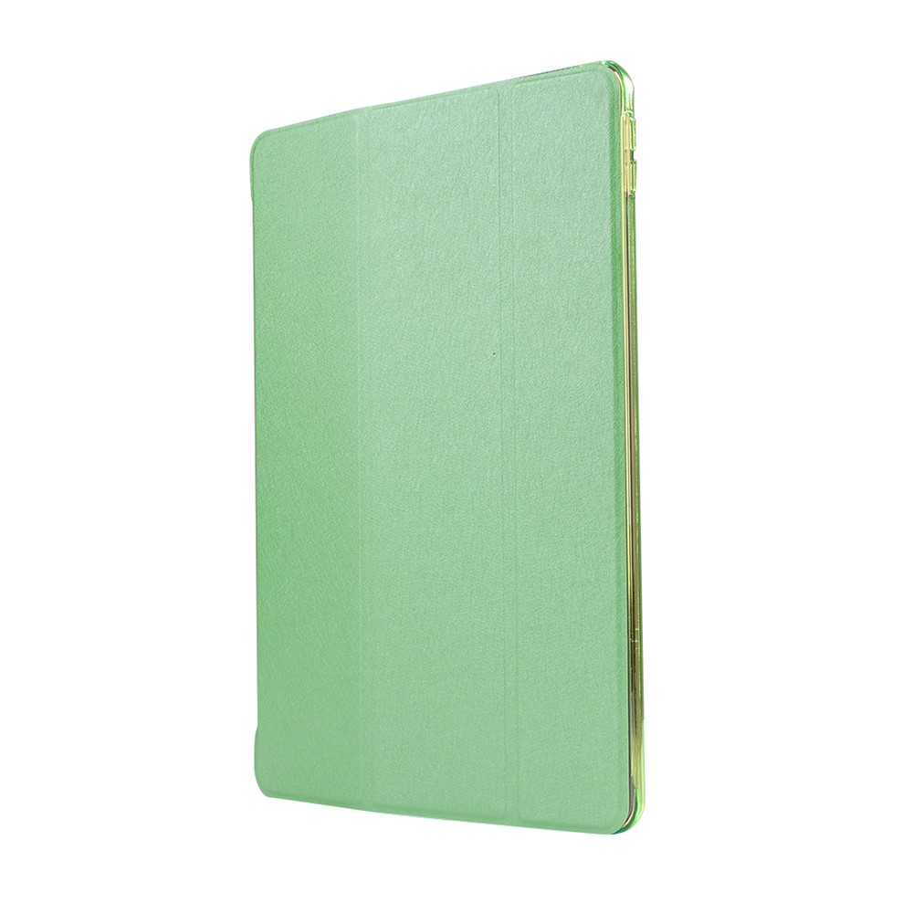 Para Ipad Pro 10.5 Polegada (2017) Tri-fold Stand Textura De Seda Inteligente Estojo De Couro - Verde-2